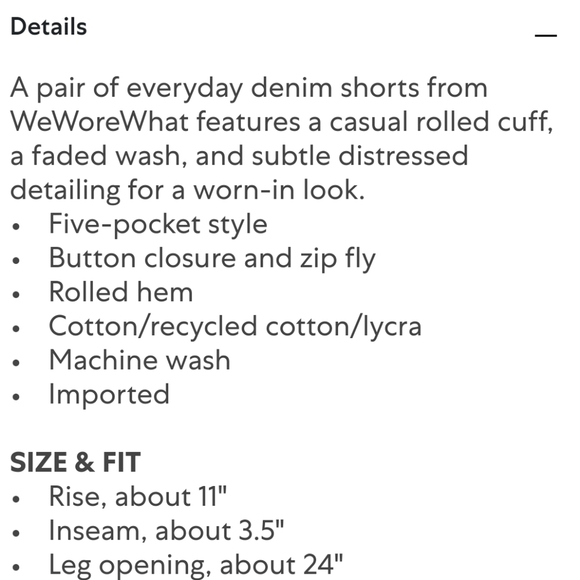 New WeWoreWhat Rolled Shorty Size 25 - Picture 5 of 10